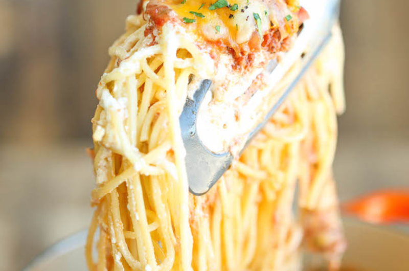 Creamy Baked Spaghetti with Cream Cheese Recipe