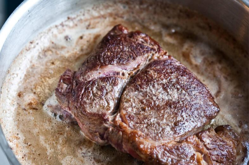 Tender Beef Round Steak with Caramelized Onions and Mushrooms