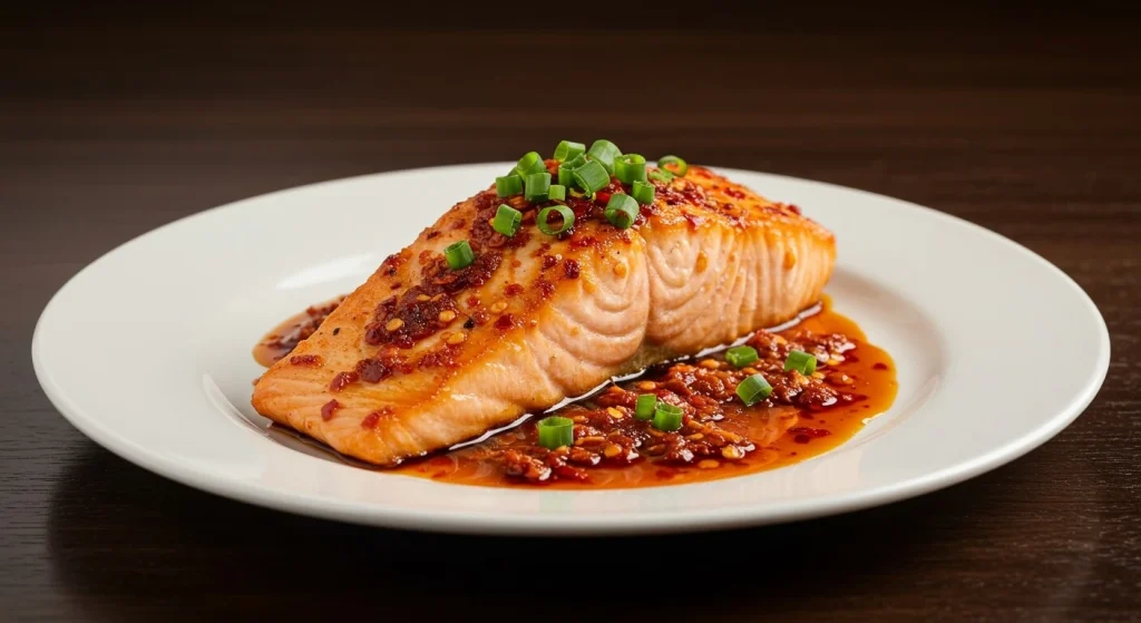 Cooking firecracker salmon in a skillet