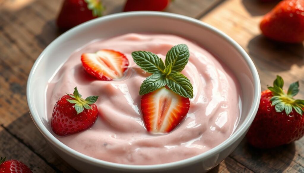 creamy strawberry pudding