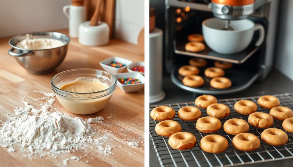 mini donuts baking process