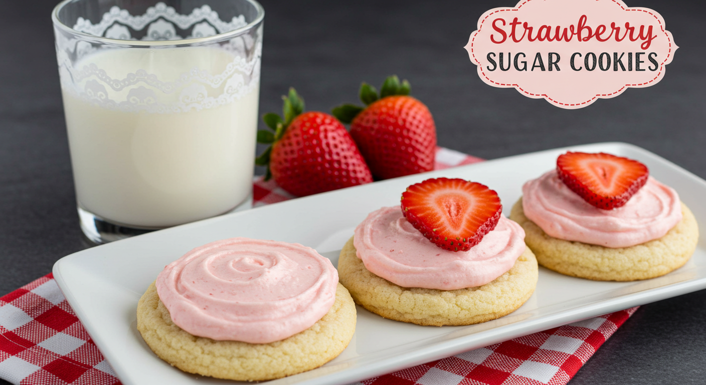 Strawberry Buttercream Sugar Cookies