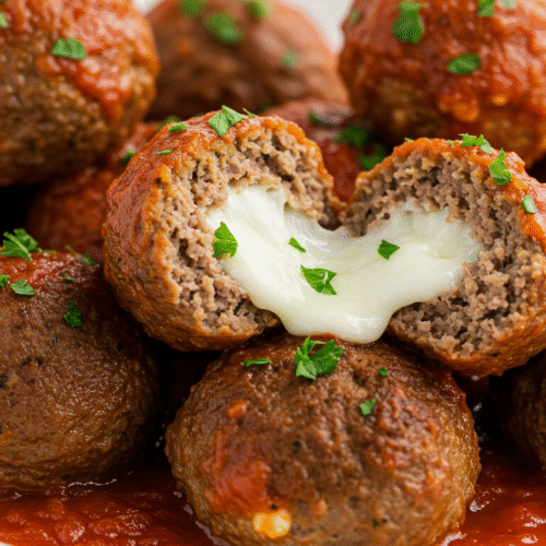 Mozzarella Stuffed Meatballs