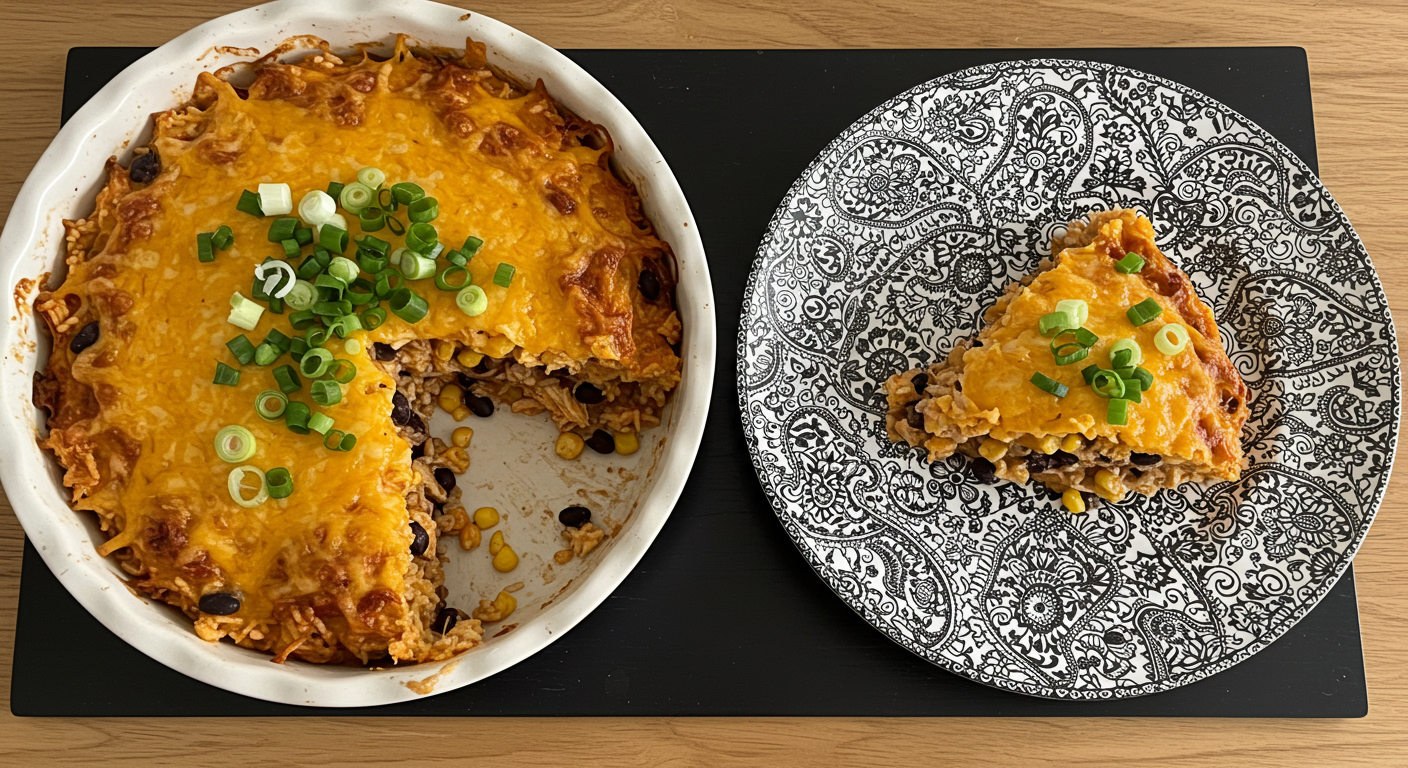 Chicken Black Bean and Tortilla Pie