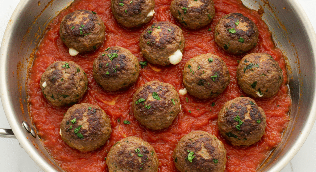 Mozzarella Stuffed Meatballs