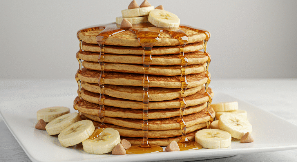 Banana Peanut Butter Chip Pancakes
