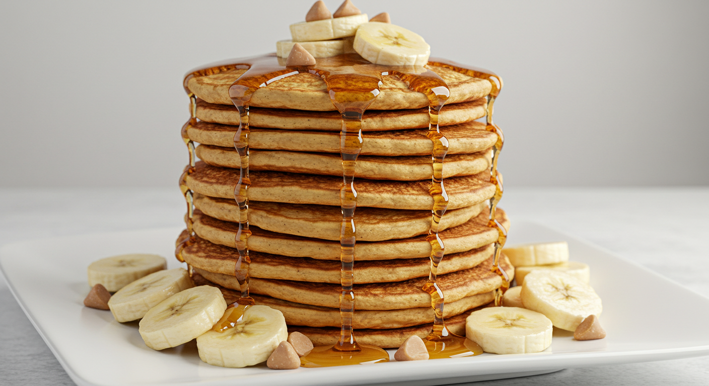 Banana Peanut Butter Chip Pancakes