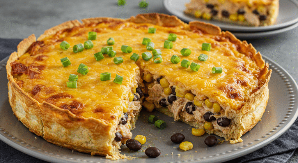 Chicken Black Bean and Tortilla Pie