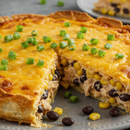 Chicken Black Bean and Tortilla Pie