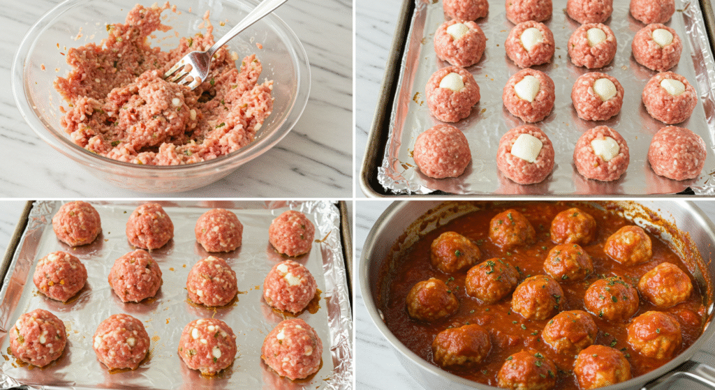 Mozzarella Stuffed Meatballs
