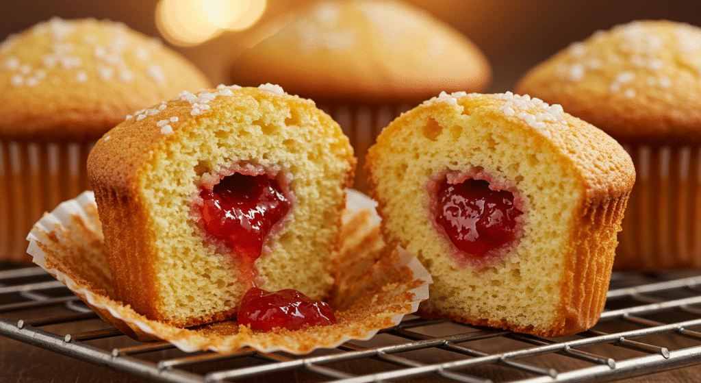 Orange Ricotta Muffins with Strawberry Jam