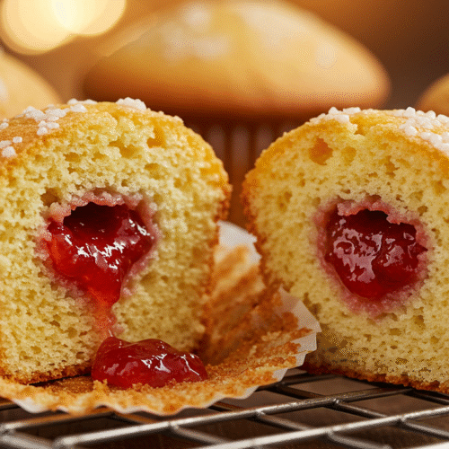 Orange Ricotta Muffins with Strawberry Jam