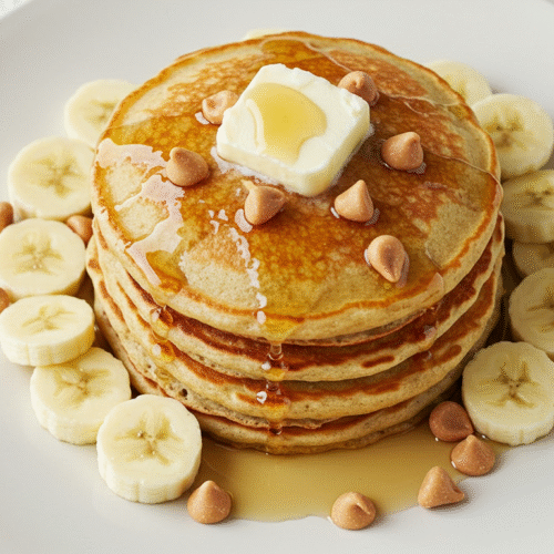 Banana Peanut Butter Chip Pancakes