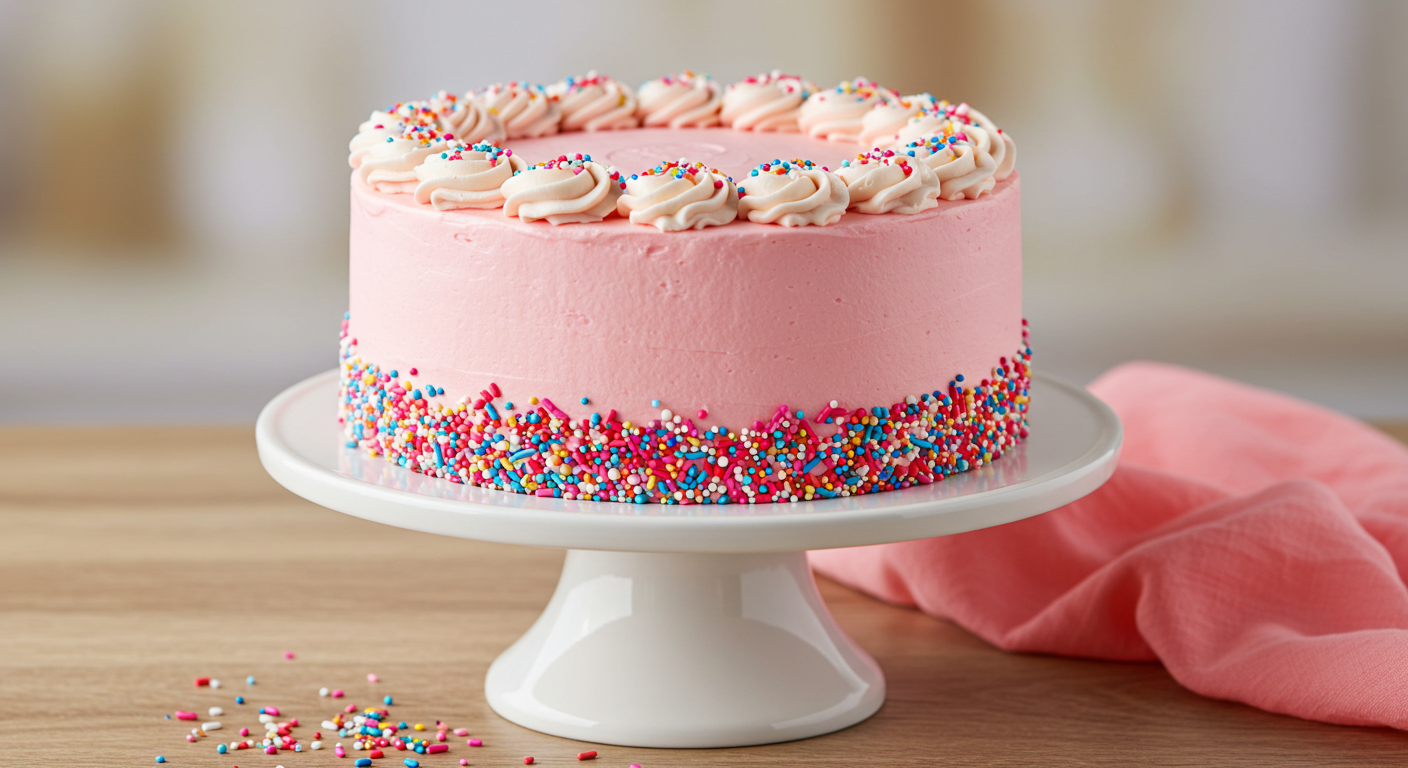 pink birthday cake