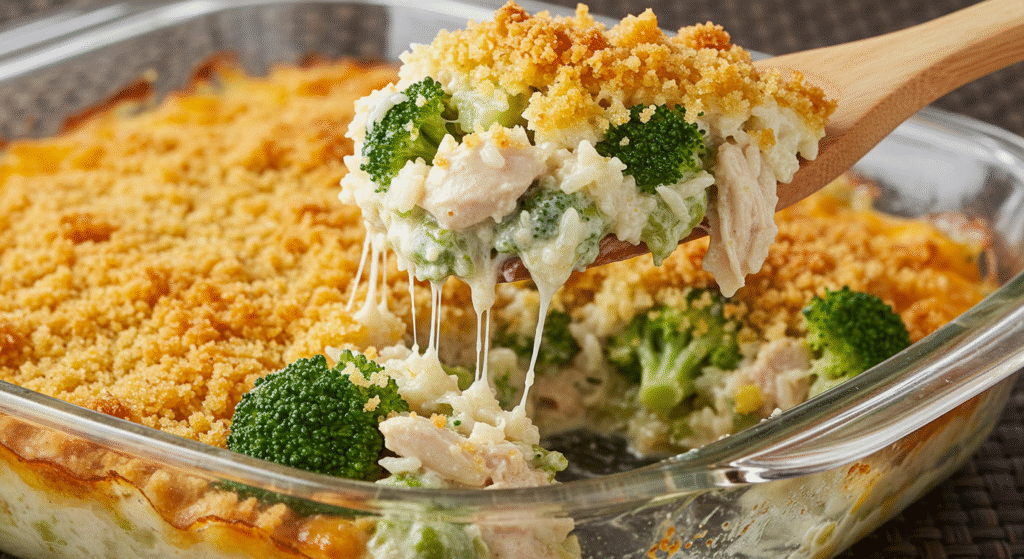 Cheesy Chicken Broccoli and Rice Casserole
