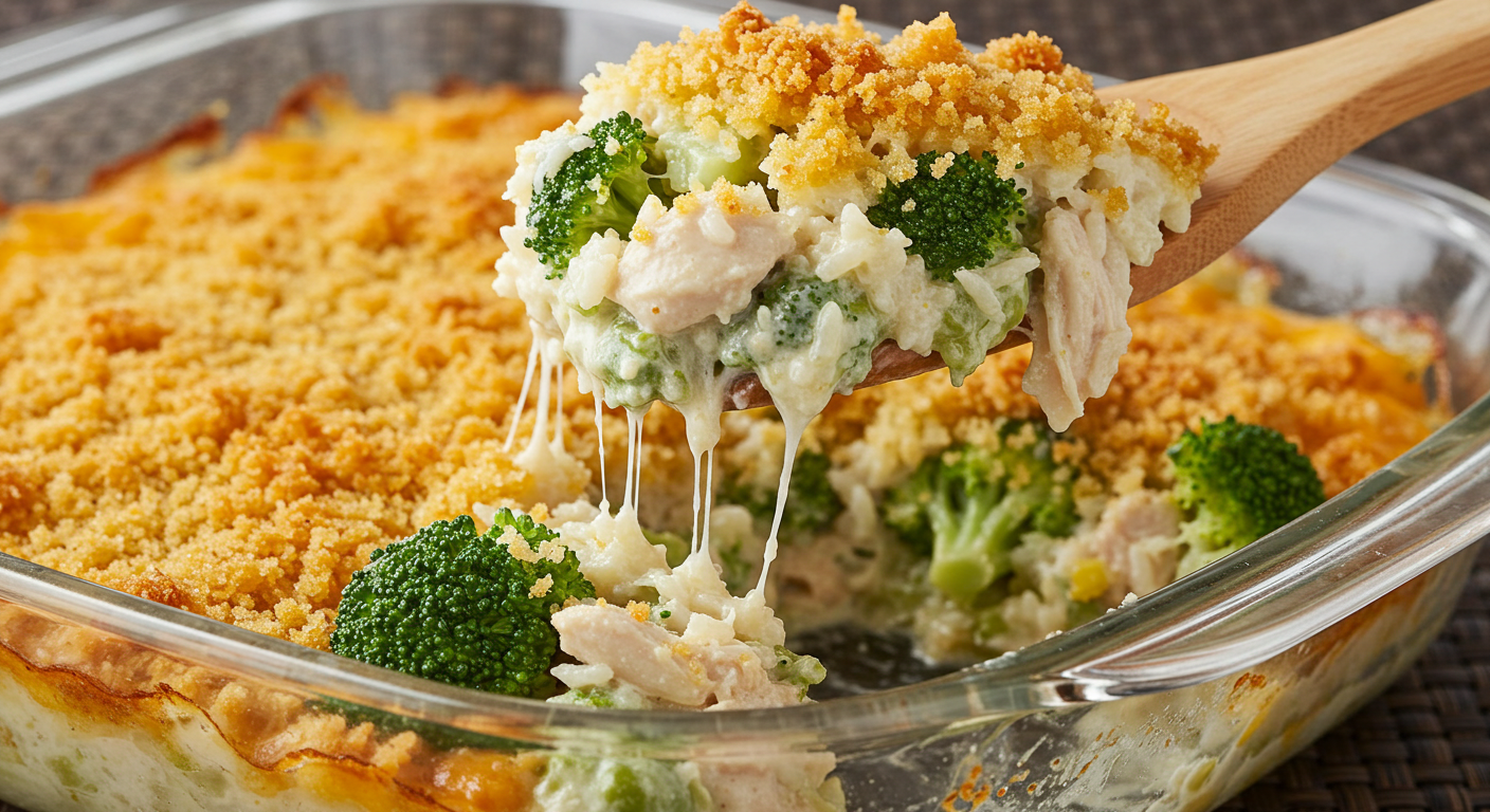 Cheesy Chicken Broccoli and Rice Casserole